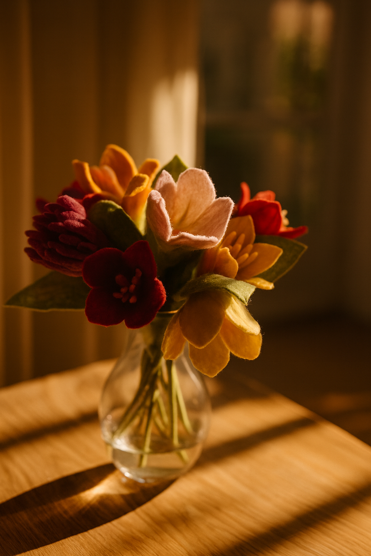 Filzblumen - 8-Natur