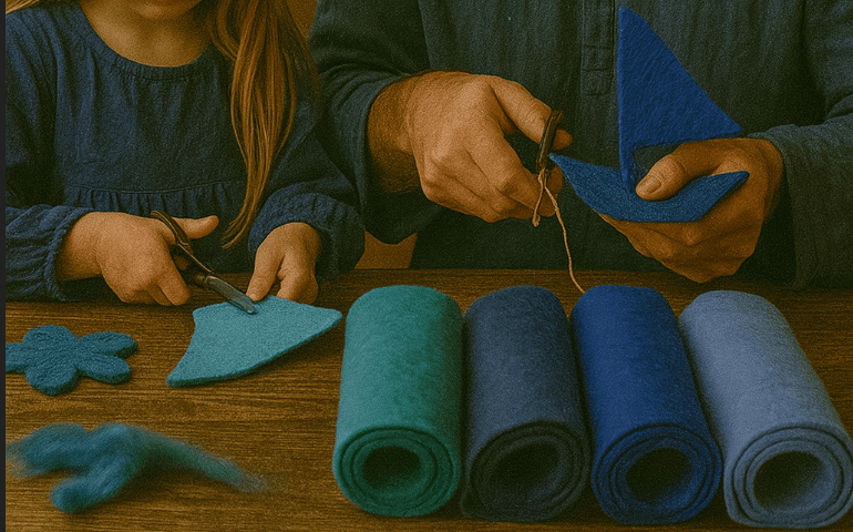 Blautöne 5 Filzplatten 20 x 30 cm, ca. 3-4 mm, handgemacht,