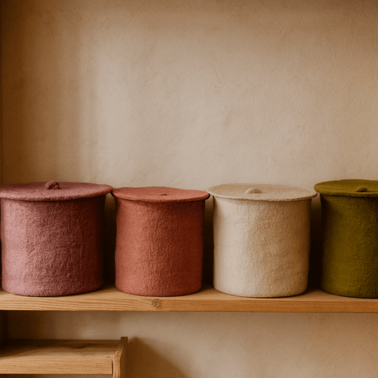 Schön aufgeräumt – natürlich & nachhaltig mit unserem Filzkorb mit Deckel | Filzkorb Lachs Rosa