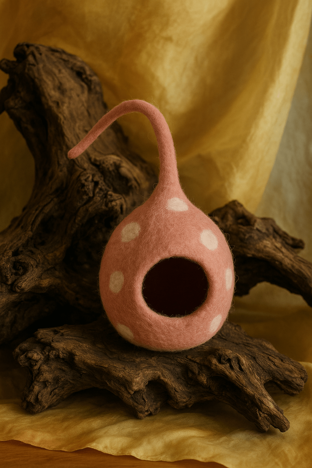 Filzhäuschen mit Zipfel – für Vögel & Wichtel – aus reiner Wolle