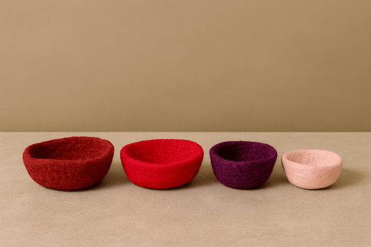 Filzschalen im 4er-Set – rote Ordnung mit Sinn und Schönheit