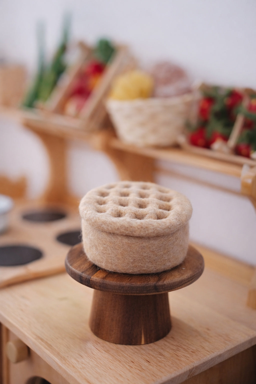 Pfirsichkuchen aus Filz für die Spielküche & Kaufladen