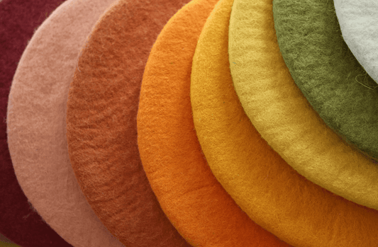 Sitzkissen Filz rund ca.35 cm 100% Wolle als Stuhlkissen Farbe 6 goldelb