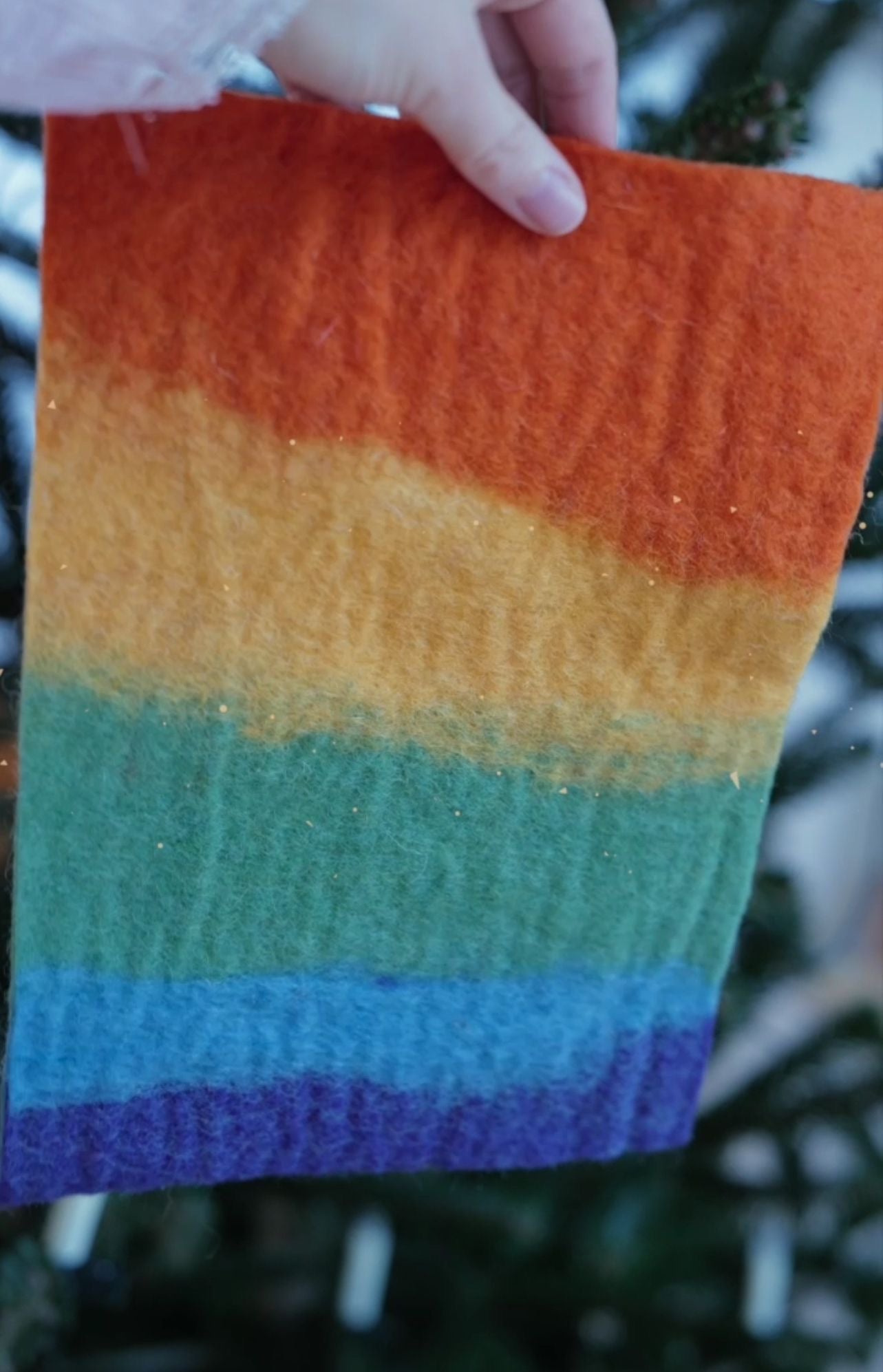 Regenbogen 2 Filzplatten 20 x 30 cm, ca.4mm, handgemacht