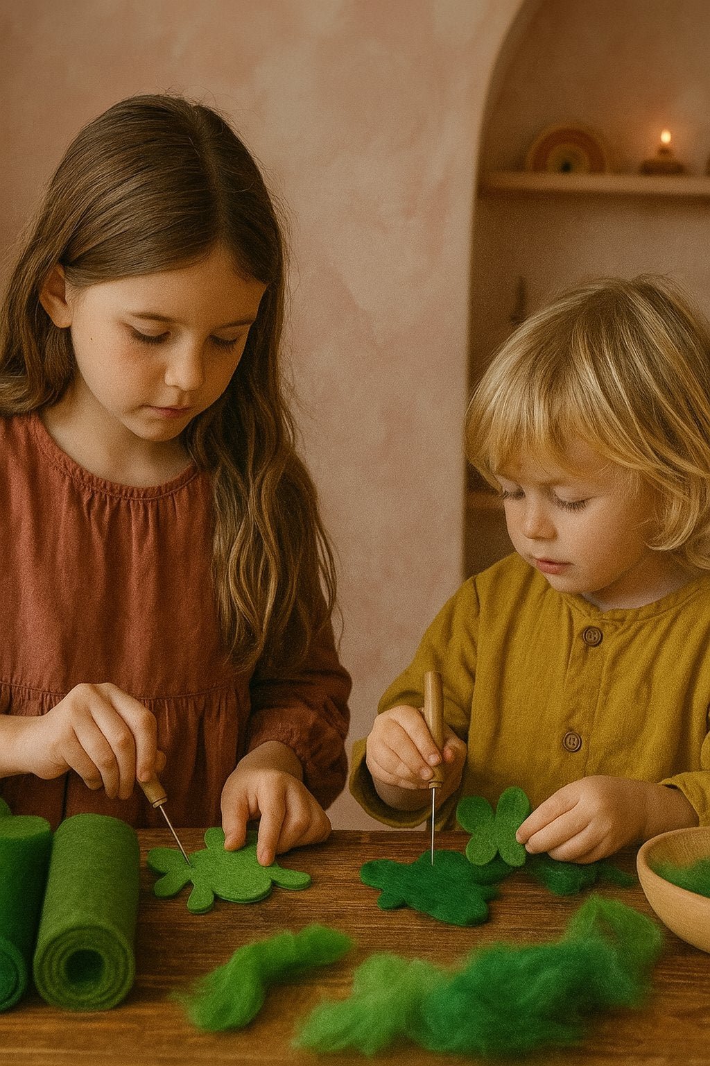 Grüntöne 5 Filzplatten 20 x 30 cm, ca. 3-4 mm, handgemacht