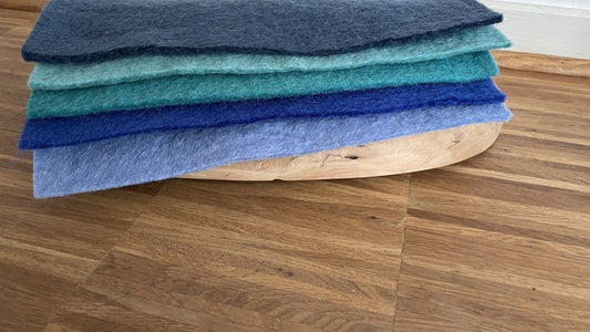 Blautöne 5 Filzplatten 20 x 30 cm, ca. 2mm, handgemacht, - 8-Natur