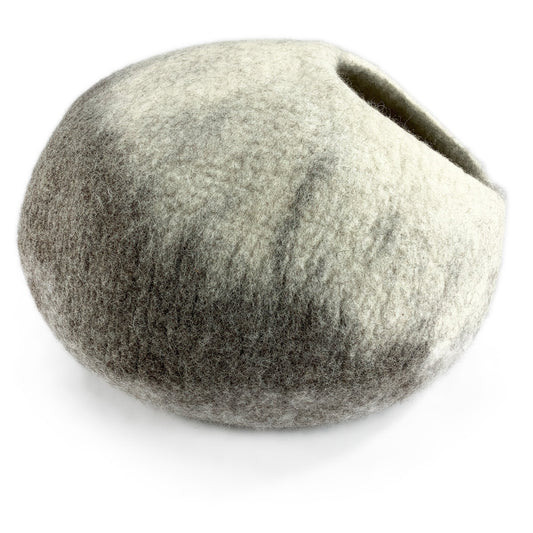 Katzenhöhle dunkelgrau Filz 100% Wolle fair, ökologisch und schadstoffgeprüft | Katzenhaus mit isolierendem Innenkissen, waschbar - 8-Natur