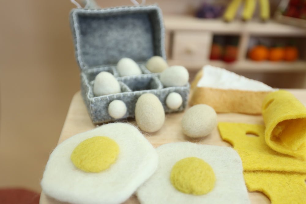 kaufladen zubehör holz Filz lebensmittel zubehör spielküche holz kinderküche zubehör kaufladen kinder Eier Ostern