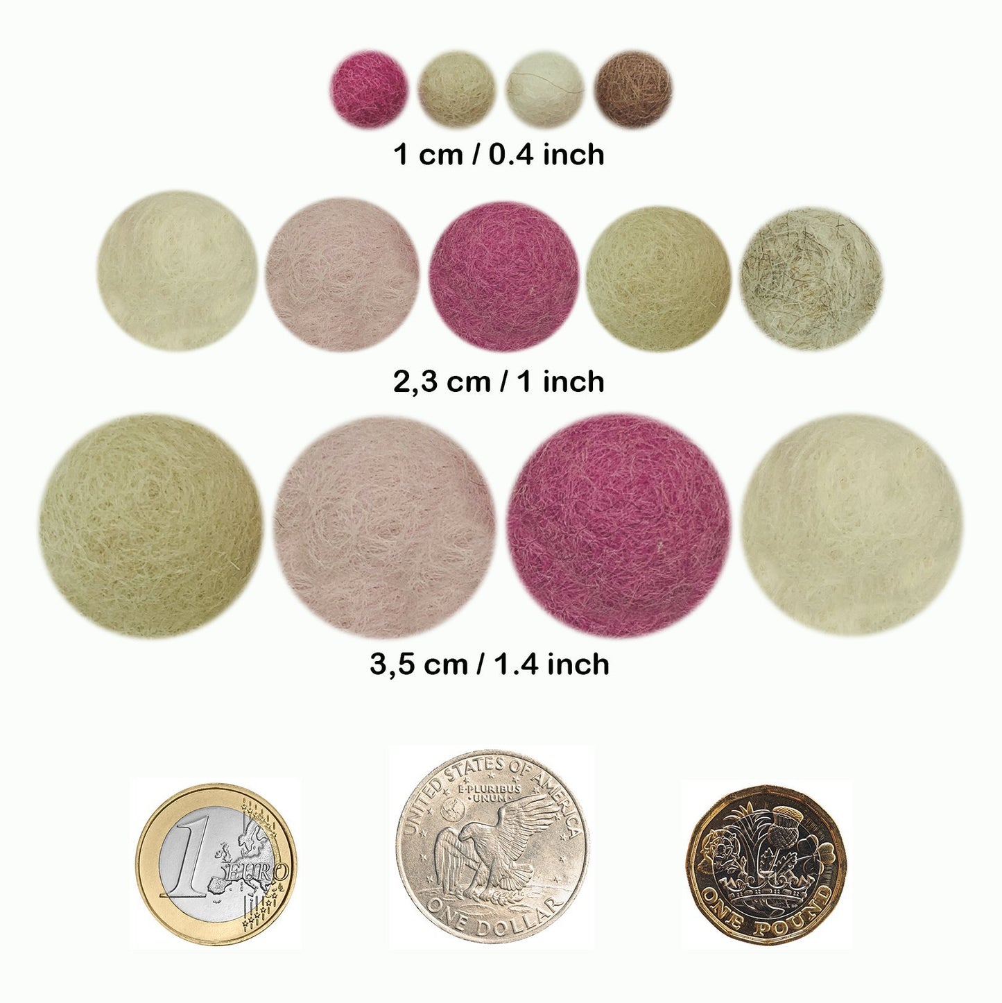 Mix Babygirl ca. 60 Stück in verschiedenen Größen 1,2,3cm - 8-Natur