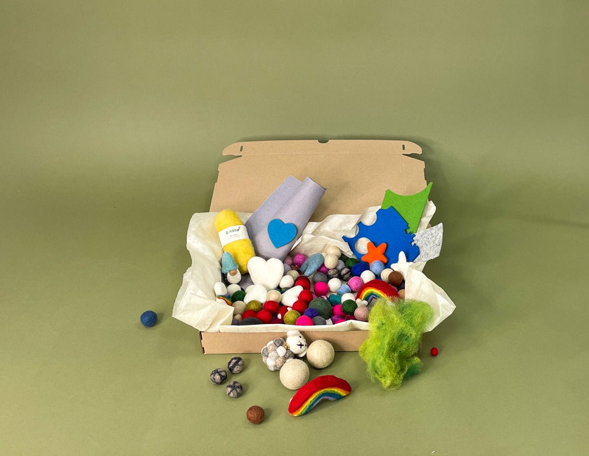Überraschungsbox Filzkugeln - 8-Natur