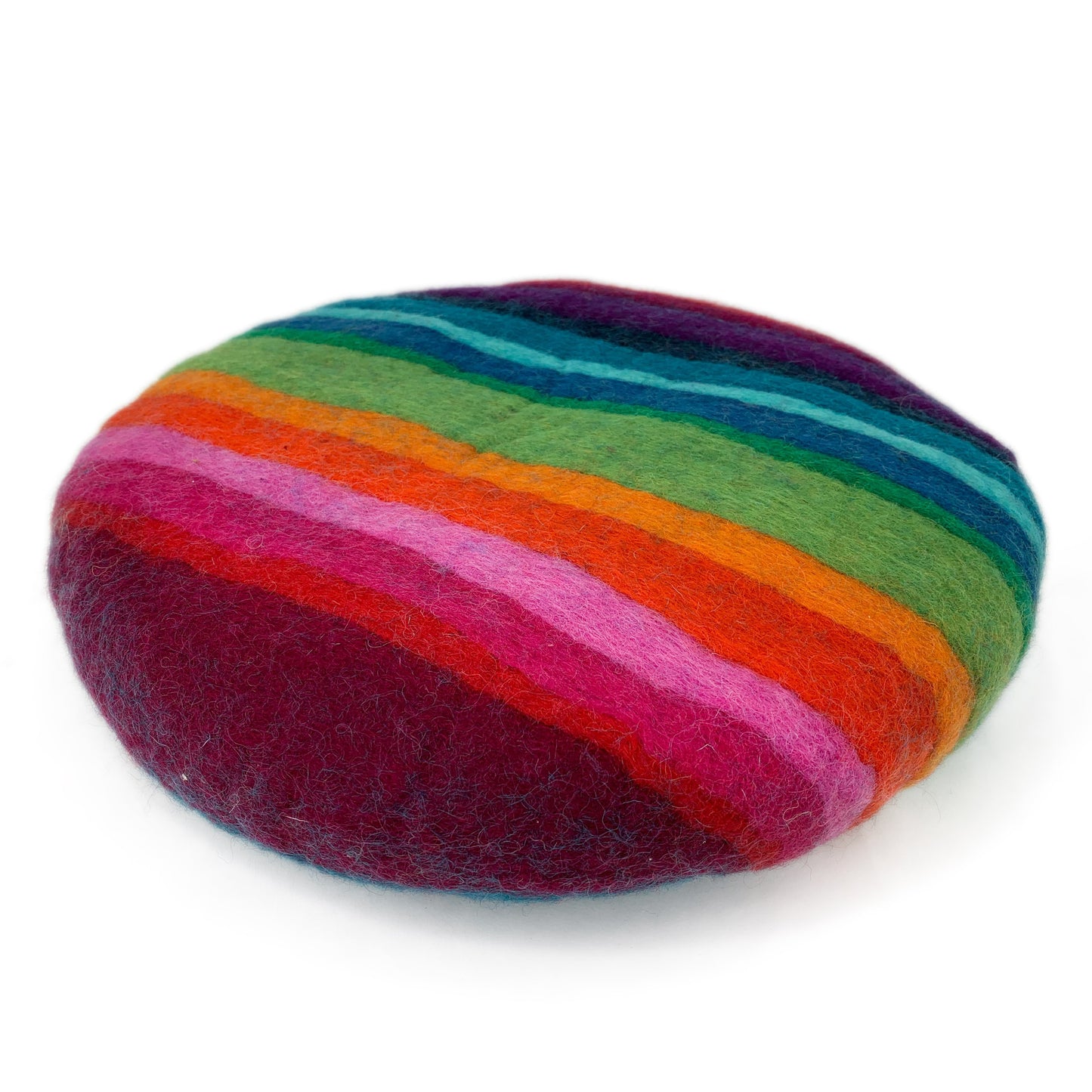 Rundes Stuhlkissen aus 100% reinem Merinofilz in Regenbogen dick Ca. 35 cm Durchmesser für Designerstühle, Bänke und Stühle - 8-Natur