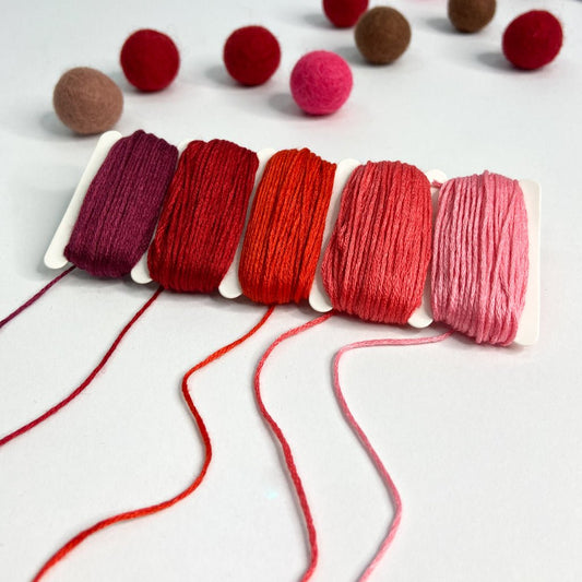 Baumwollgarn in 5 Farben rot a 10 Meter - 8-Natur