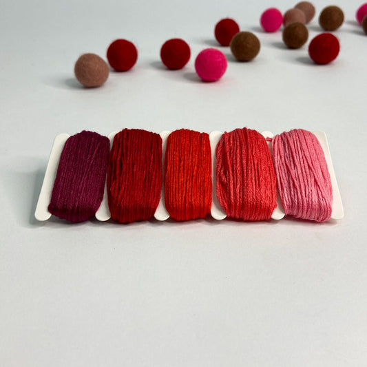 Baumwollgarn in 5 Farben rot a 10 Meter - 8-Natur