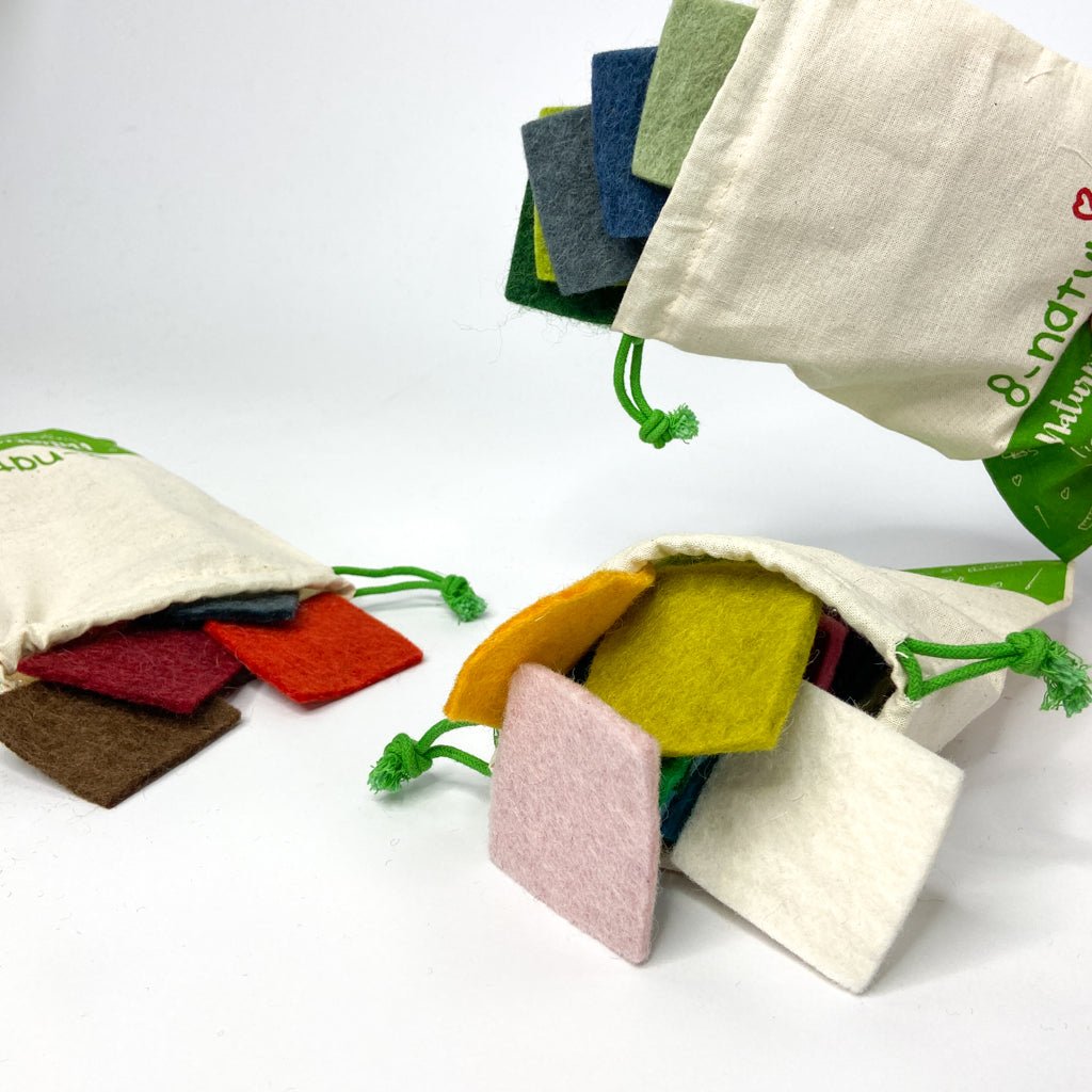 Handgemachte Filzplatten bunt gemischt 5cmx5cm - 8-Natur