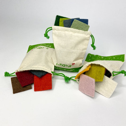 Handgemachte Filzplatten bunt gemischt 5cmx5cm - 8-Natur