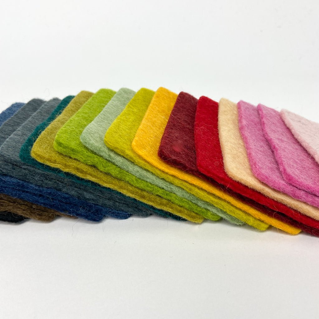 Handgemachte Filzplatten bunt gemischt 10x10cm - 8-Natur