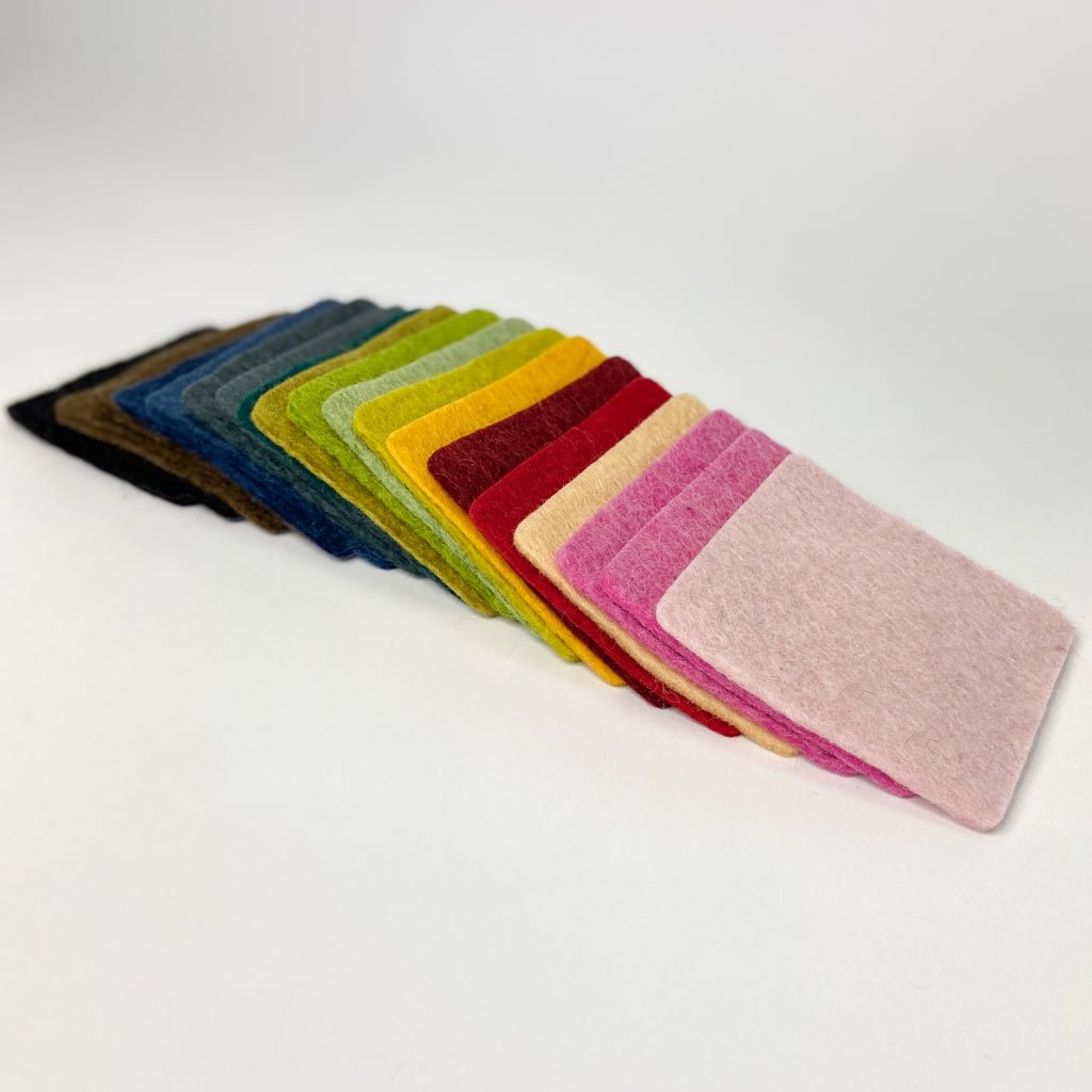 Handgemachte Filzplatten bunt gemischt 10x10cm - 8-Natur