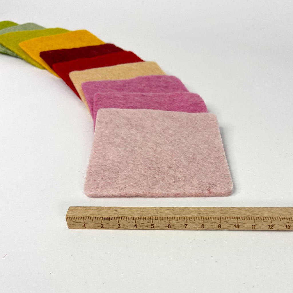 Handgemachte Filzplatten bunt gemischt 10x10cm - 8-Natur