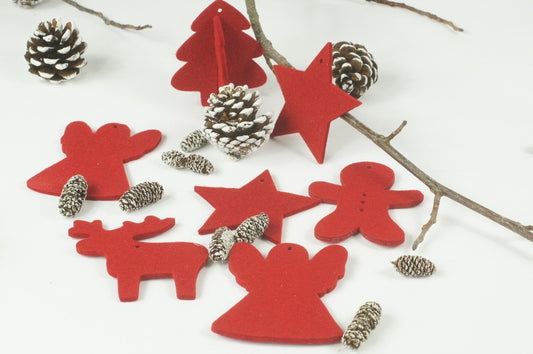 Weihnachtsanhänger Filz/ rot - 8-Natur