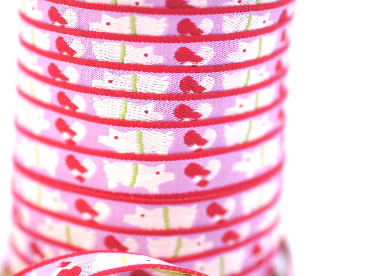 Webband, Schweinchen auf hell rosa, 2 Meter - 8-Natur