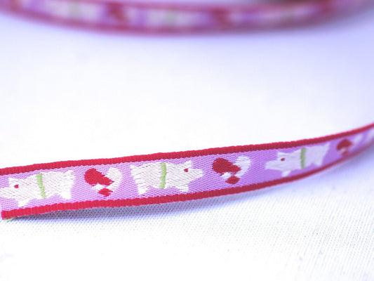 Webband, Schweinchen auf hell rosa, 2 Meter - 8-Natur