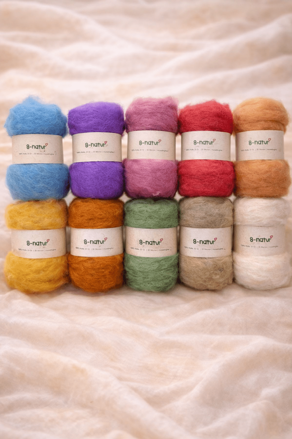 Wolle zum Basteln & Filzen – Pastellfarben, 200 g Set