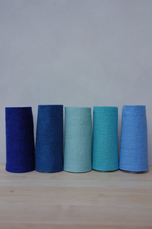 Blautöne 5 Filzplatten 20 x 30 cm, ca. 3-4 mm, handgemacht,