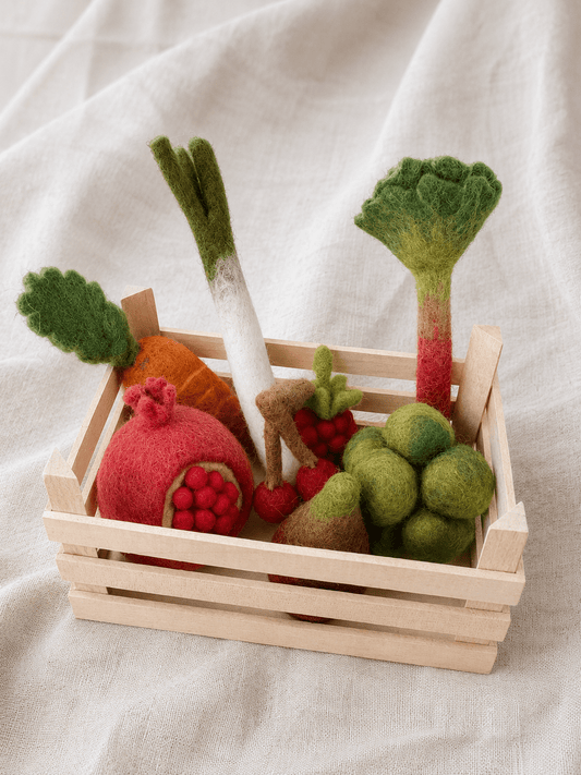 Bunter Gemüse und Obst  Korb