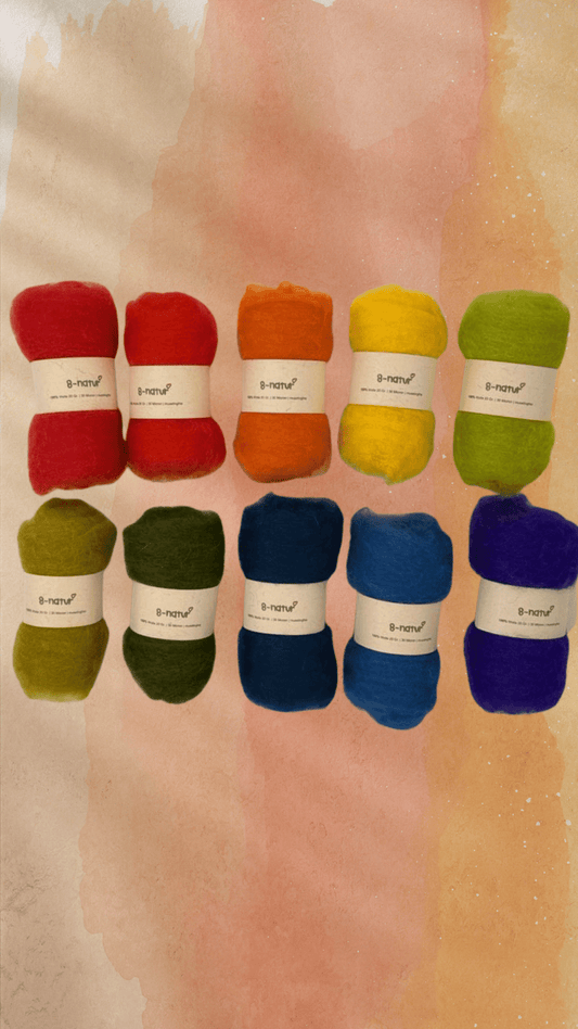 Wolle zum Basteln & Filzen – Regenbogen, 200 g Set