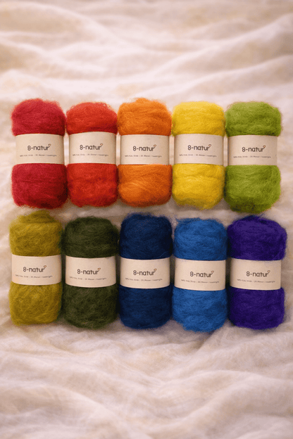 Wolle zum Basteln & Filzen – Regenbogen, 200 g Set