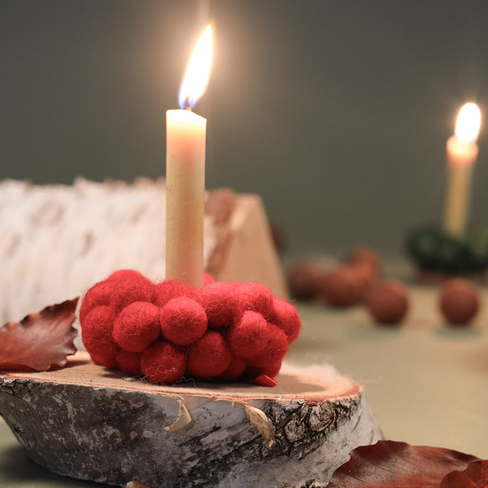 3x "Zauberhafter Minikranz aus Filzkugeln: Weihnachtszauber in Weiß, Rot und Grün - 8-Natur