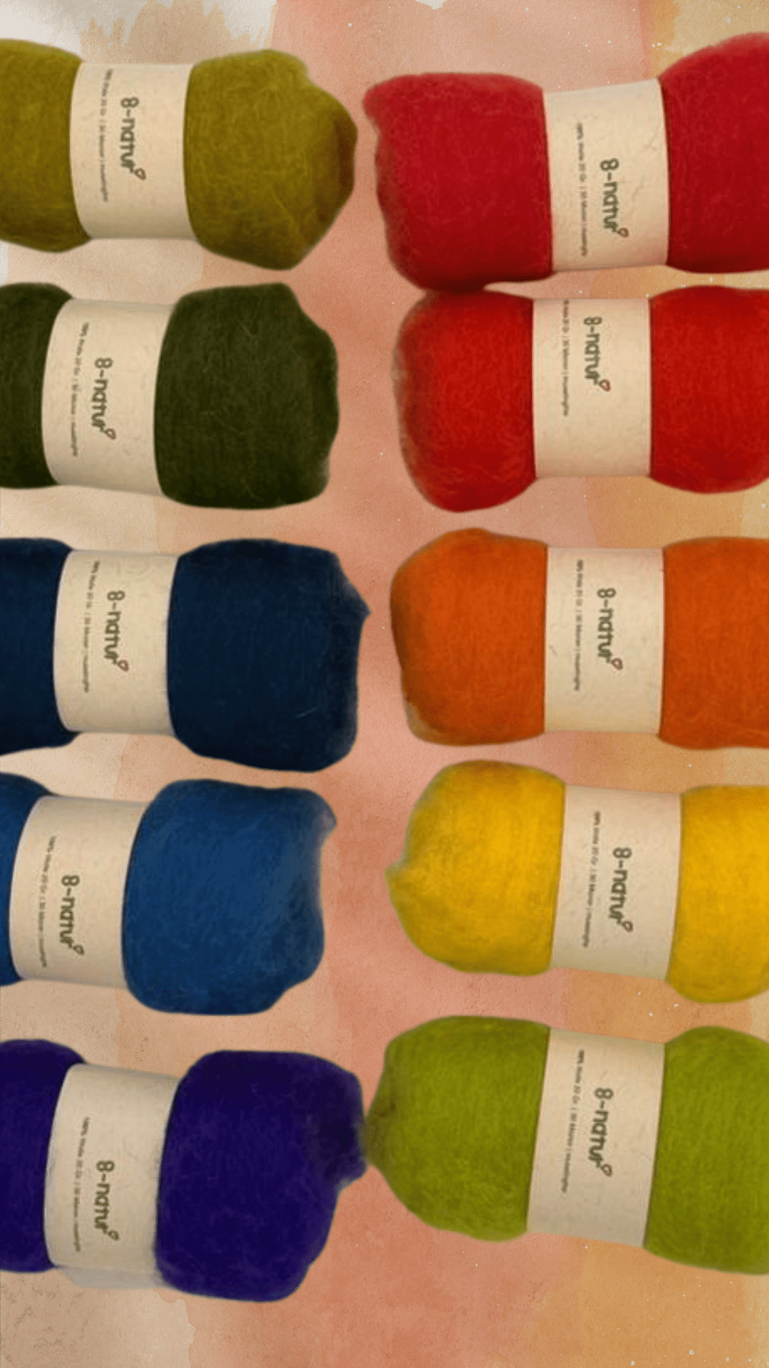 Wolle zum Basteln & Filzen – Regenbogen, 200 g Set