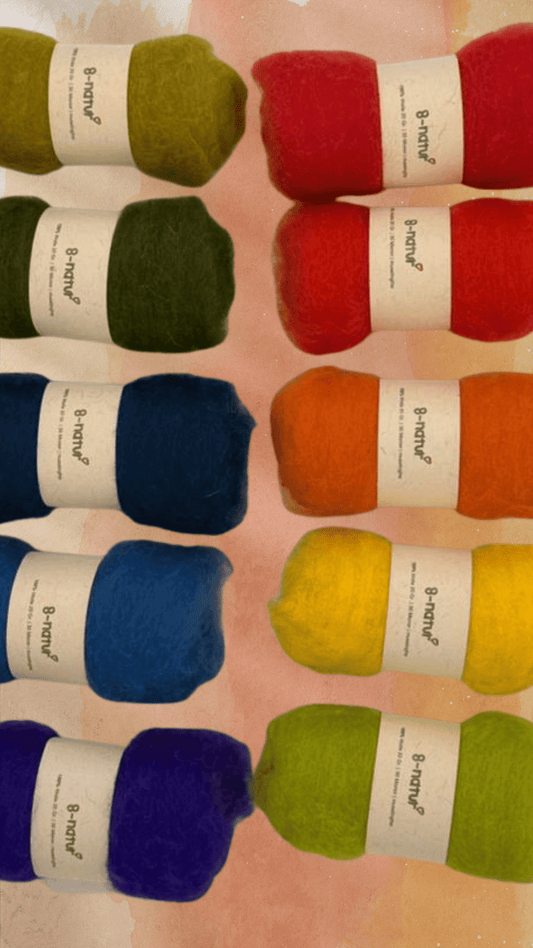 Wolle zum Basteln & Filzen – Regenbogen, 200 g Set