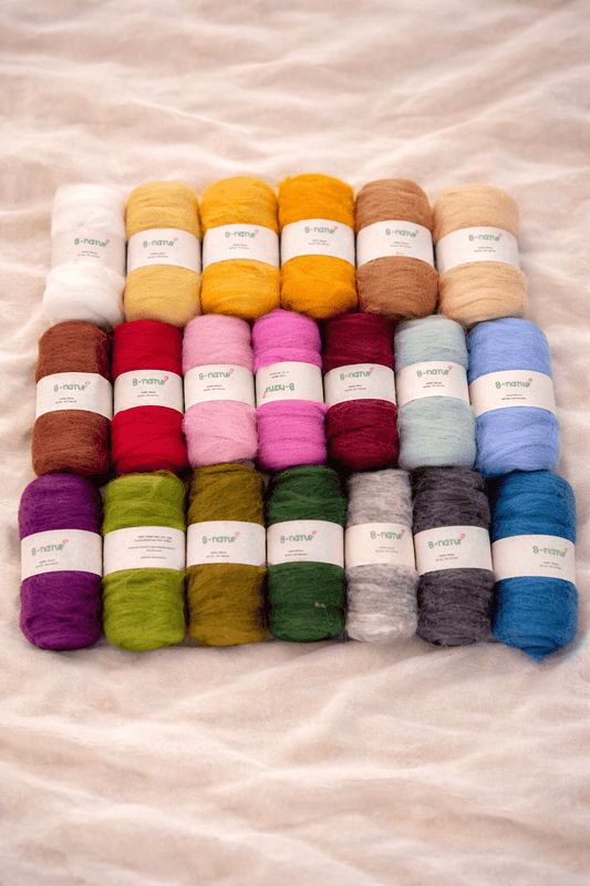 Großes Filzpaket: 1kg Filzwolle in 20 Farben (muselingfrei)