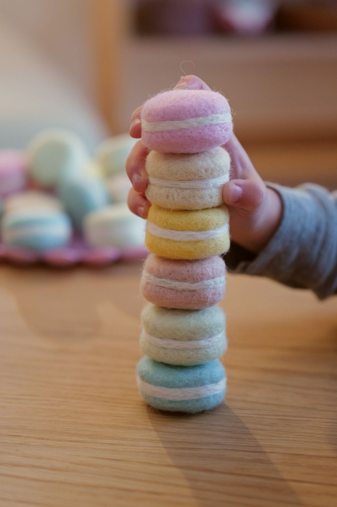 6 Filz-Macarons für den Kinderkaufladen Pastell