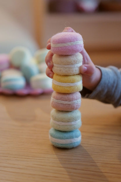 6 Filz-Macarons für den Kinderkaufladen Pastell