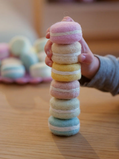6 Filz-Macarons für den Kinderkaufladen Pastell