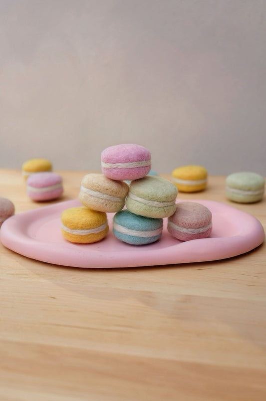 6 Filz-Macarons für den Kinderkaufladen Pastell