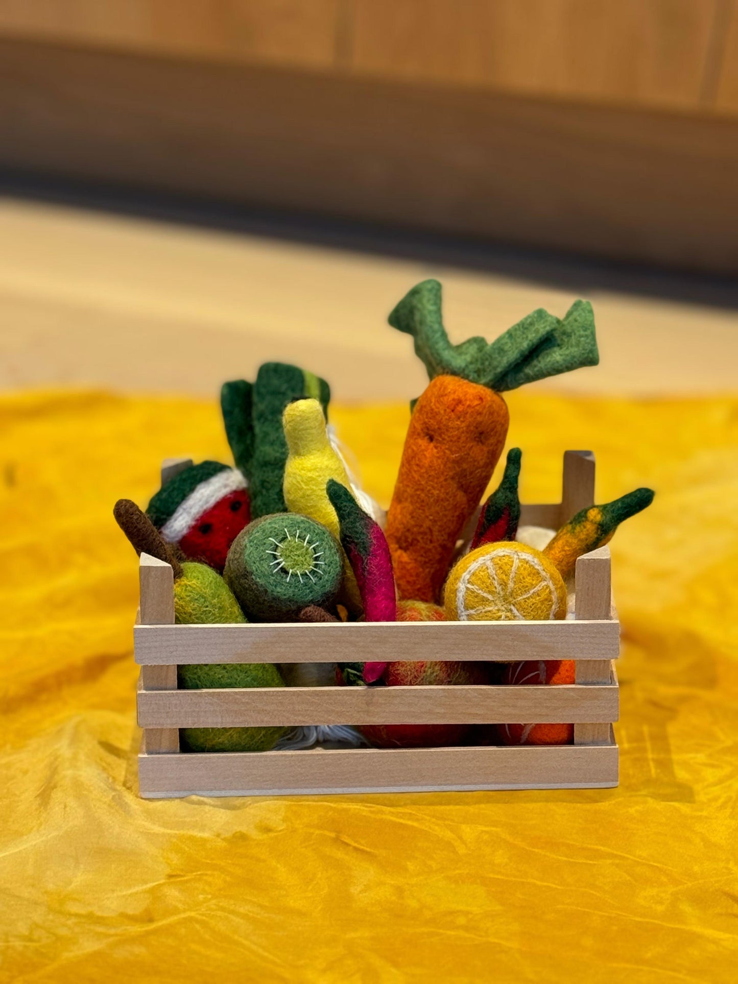 Gemüse und Obstkorb Handgefertigtes Filzspielzeug aus 100 % Wolle