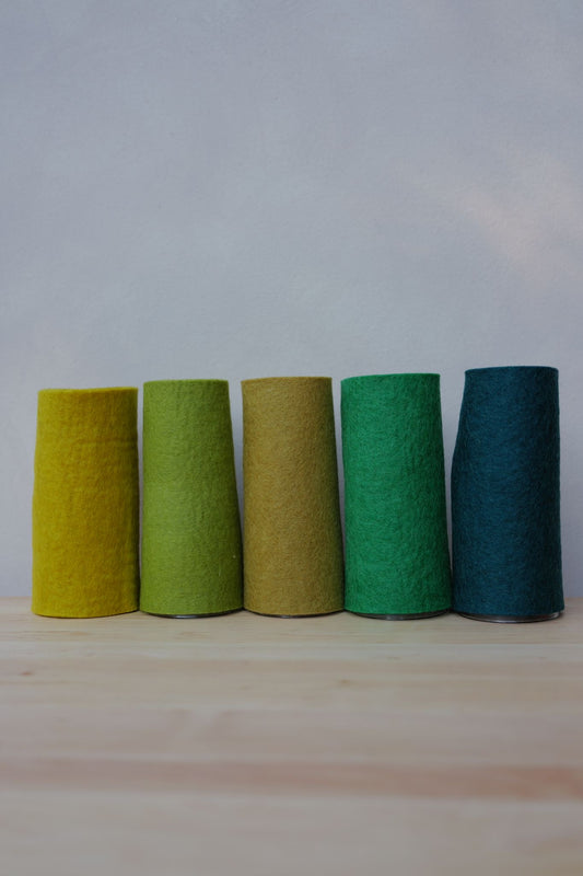 Grüntöne 5 Filzplatten 20 x 30 cm, ca. 3-4 mm, handgemacht