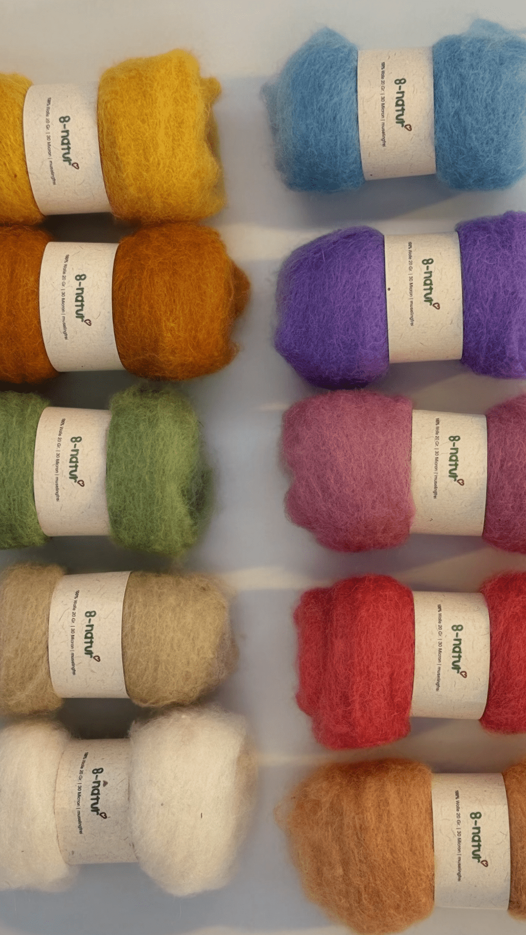 Wolle zum Basteln & Filzen – Pastellfarben, 200 g Set