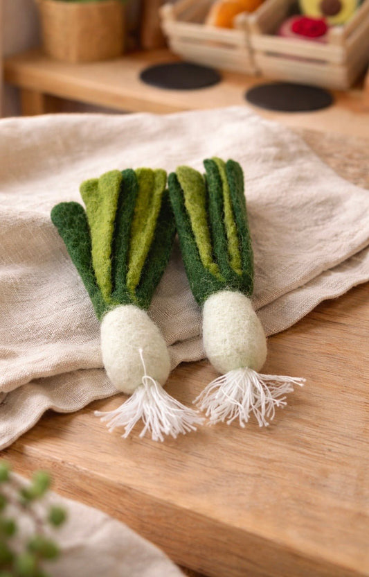 2 x Filz Porree/ Lauch  – Handgefilzt & naturgetreu
