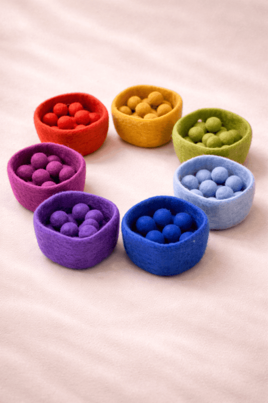 Montessori Filzschalen-Set – Spielerisch Farben & Feinmotorik entdecken