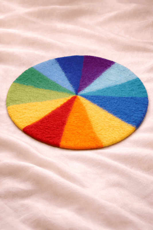 Montessori-Spielteppich in Regenbogenfarben: Lernen und Spielen auf kreative Weise