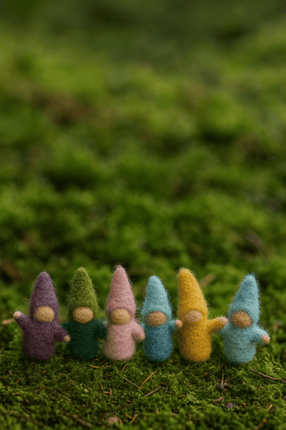 Waldorf-Zwerge aus Filz – 6er-Set für Fantasie, Spiel & Jahreszeitentisch