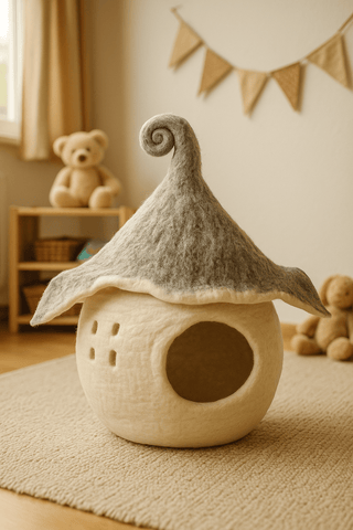 Katzenhöhle Zwergenreich aus Filz – handgefilzt, gemütlich & nachhaltig