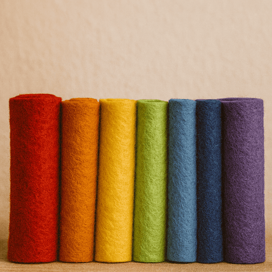 Regenbogen 7 Filzplatten 20 x 30 cm, ca. 3-4 mm, handgemacht