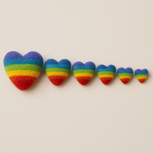 6  Regenbogen Herzen im Set aus Filz
