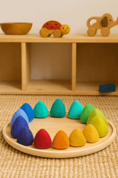 Montessori-Lernspaß: Bunte Filzpyramiden für kreative und motorische Förderung