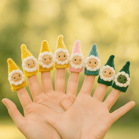 Wichtel mit gestrickter Mütze – 4er-Set in harmonischen Farbtönen